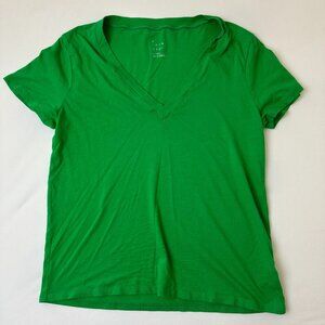A New Day Shirt Womens XS Green V Neck Short Sleeve Tee Lightweight Casual